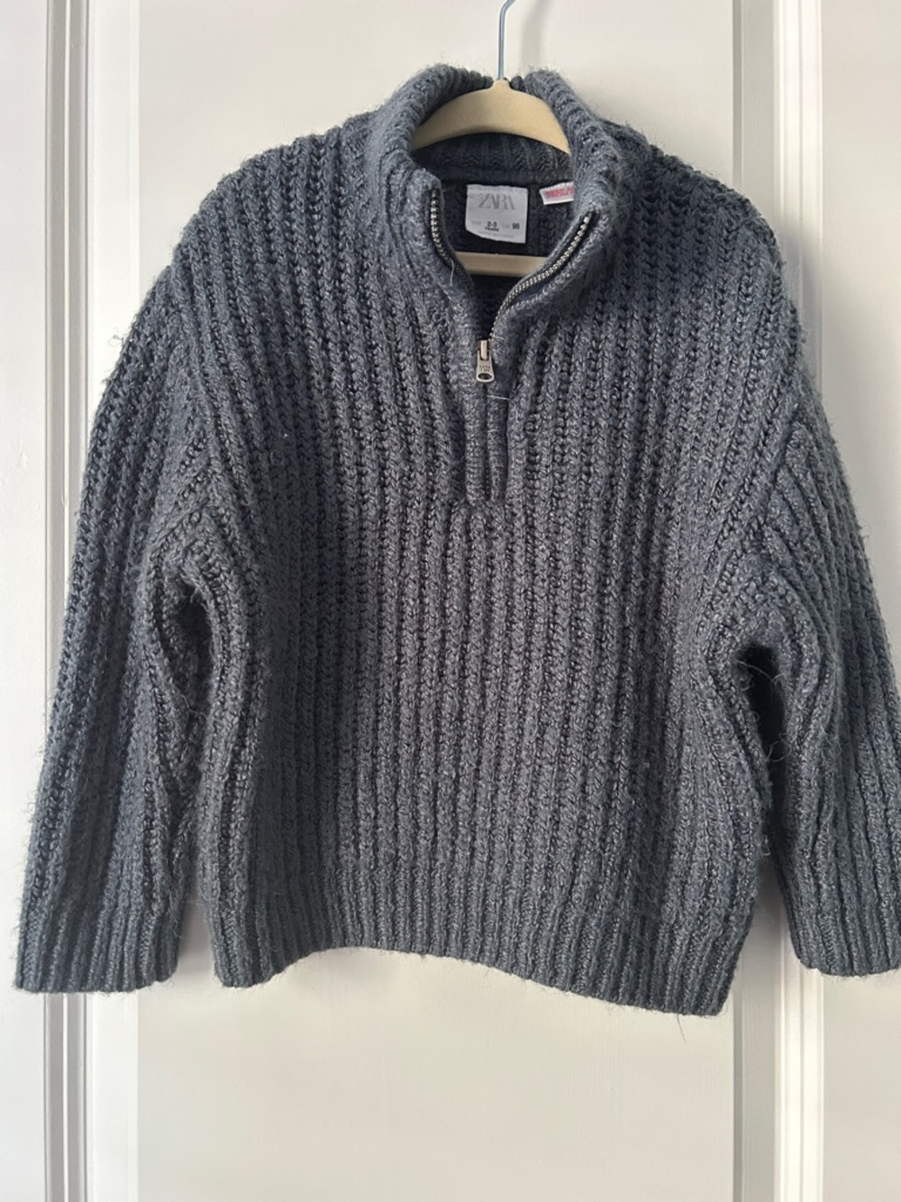Zara Toddler Boy Ribbed Half-Zip Sweater - Blue